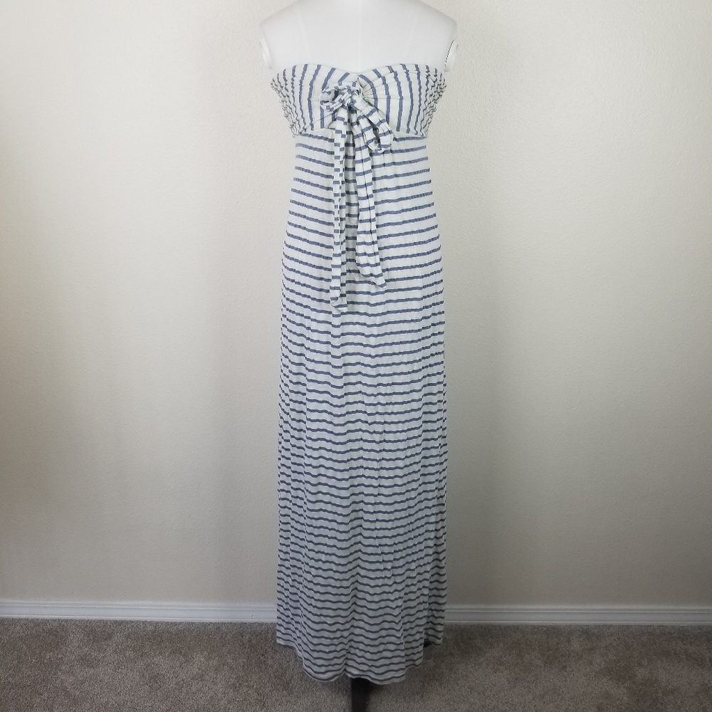 Splendid Striped Strapless Maxi Dress Tie Front